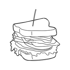Sketch of sandwich. Hand drawn vector illustration.