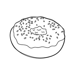 Donut hand drawing sketch in doodle style isolated on white background. Vector.