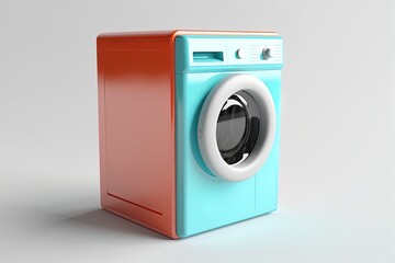 Colorful washing machine 3d render on isolated background