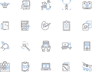 Graphic design outline icons collection. Graphic Design, Illustration, Logo, Vector, Layout, Creativity, Typography vector and illustration concept set. Colors, Photoshop, Artwork linear signs