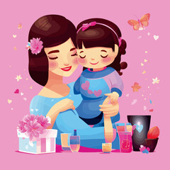 mothers day adorable beautiful cute illustration