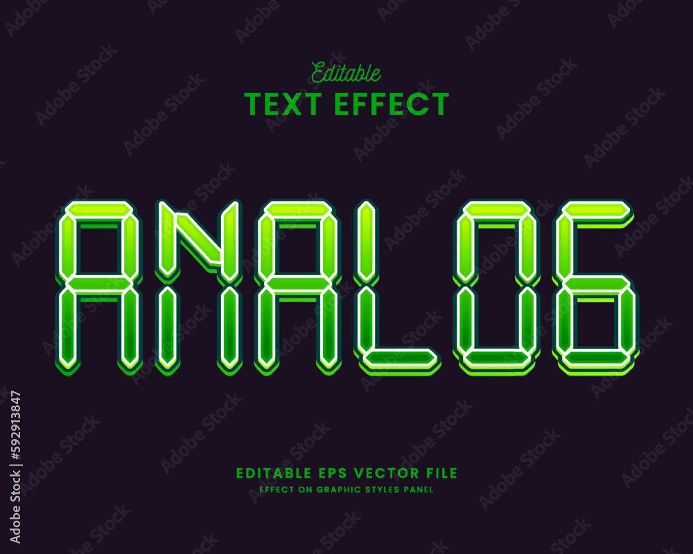 Poster decorative editable digital clock text effect vector design