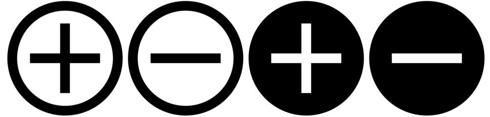 plus and minus icon button, add and remove icon button, set of + and - symbol