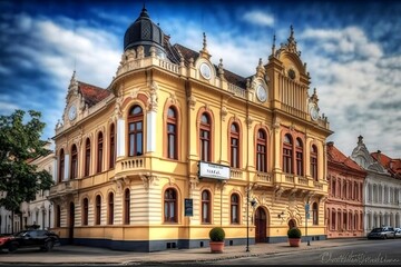 Fototapeta na wymiar Historical landmarks in the city center of Oradea, Romania. Generative AI