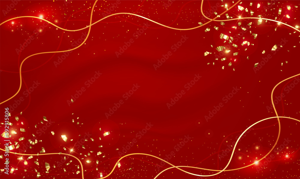 Aufkleber abstract red background with golden lines and lighting effect. luxury fabric red background with gol