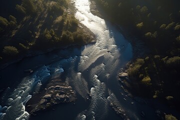 Obraz premium aerial view of a river, created with AI, AI, Generative AI