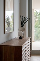 Interior of home with shelf and plants