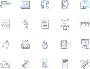 Graphic design outline icons collection. Graphic Design, Illustration, Logo, Vector, Layout, Creativity, Typography vector and illustration concept set. Colors, Photoshop, Artwork linear signs