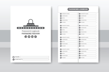 password notebook. Printable Password Log A4 Size Easily Editable. Minimalist planner
