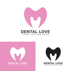 Tooth logo template design element. Tooth logo M sign.