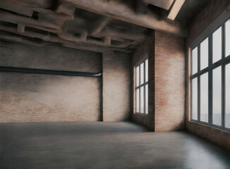 Empty warehouse wall or commercial area, industrial background