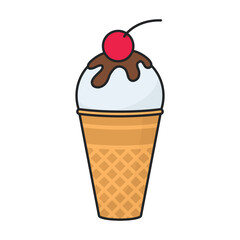 Ice cream in cone vector icon.Color vector icon isolated on white background ice cream in cone.