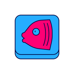 Filled outline Fish head icon isolated on white background. Vector