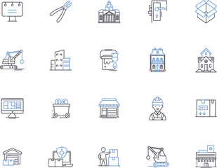 Construction outline icons collection. Build, erect, construct, assemble, constructible, fabricate, engineer vector and illustration concept set. craft, develop, constructivism linear signs
