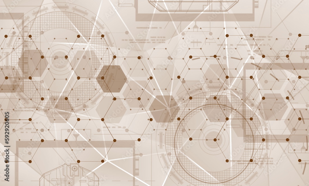 Poster cream abstract geometric shapes background. modern simple hexagon geometric pattern creative design.