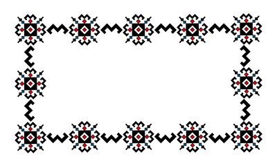 Serbian red and black motifs on a white background