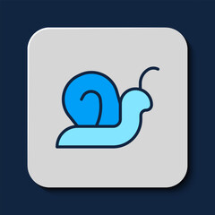 Filled outline Snail icon isolated on blue background. Vector