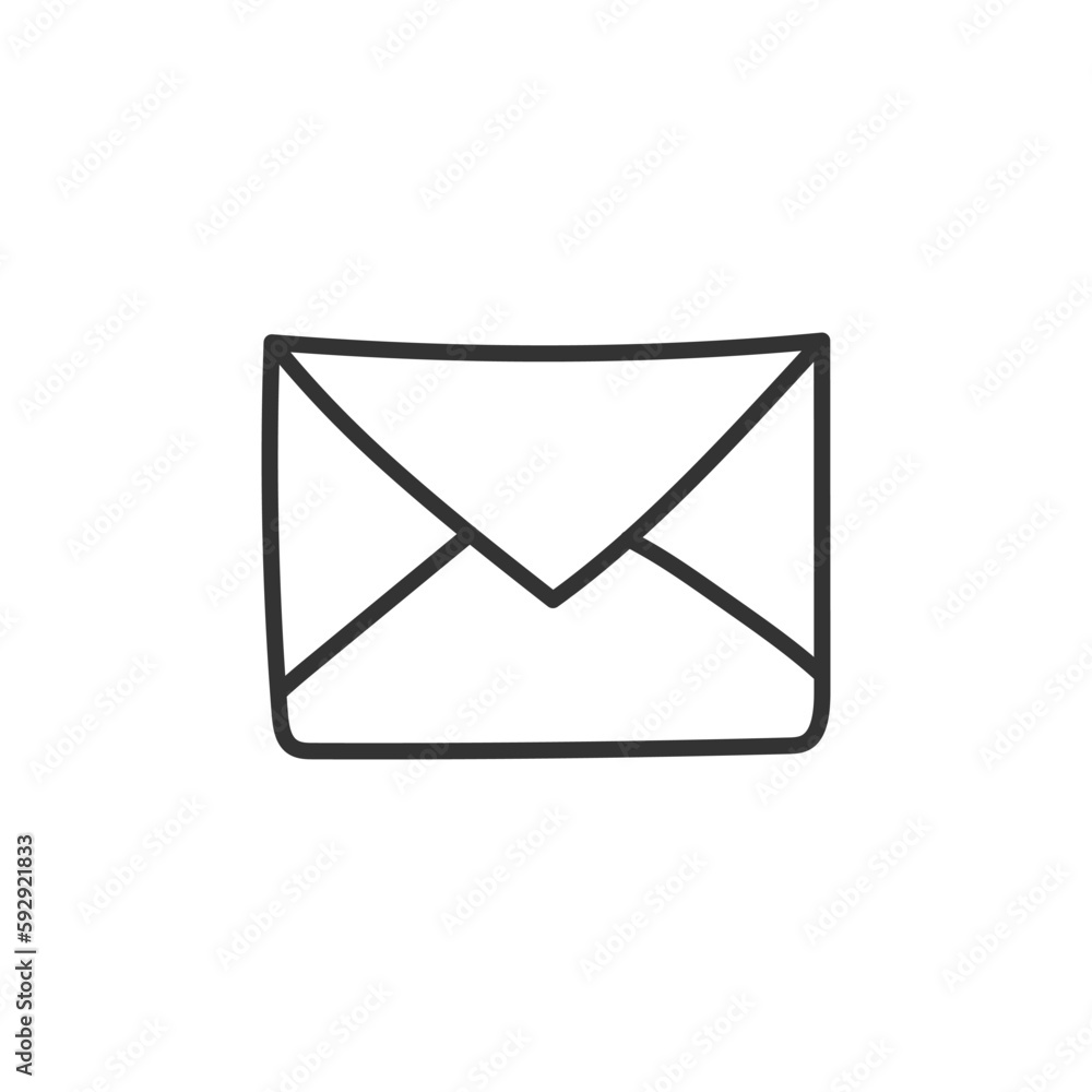 Poster hand drawn envelope icon. mail vector icon. message sign. opened envelope icon. letter linear vector