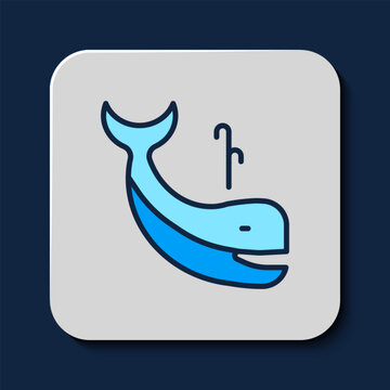 Filled outline Whale icon isolated on blue background. Vector