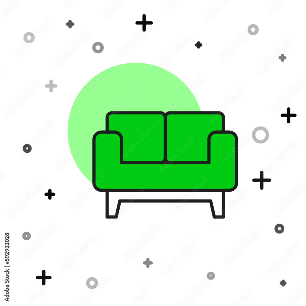 Poster filled outline sofa icon isolated on white background. vector