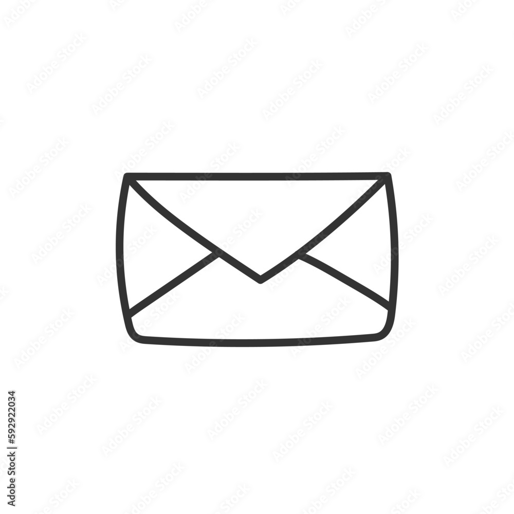 Poster hand drawn envelope icon. mail vector icon. message sign. opened envelope icon. letter linear vector