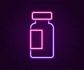 Glowing neon line Test tube and flask chemical laboratory test icon isolated on black background. Laboratory glassware sign. Colorful outline concept. Vector