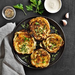 Baked cabbage steaks