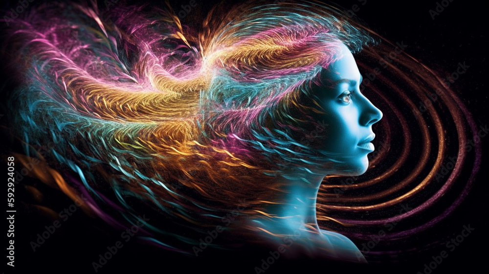 Poster Psychic waves aura surreal design concept