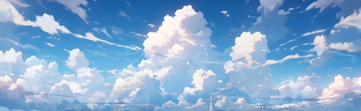 Anime style pastel color of sky background. Illustration graphic design generative ai.