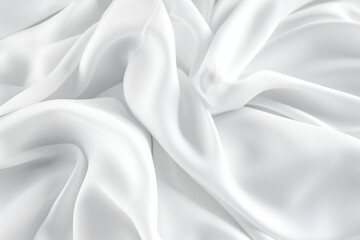 Fototapeta na wymiar Closeup of rippled white satin fabric cloth texture background, Generative AI