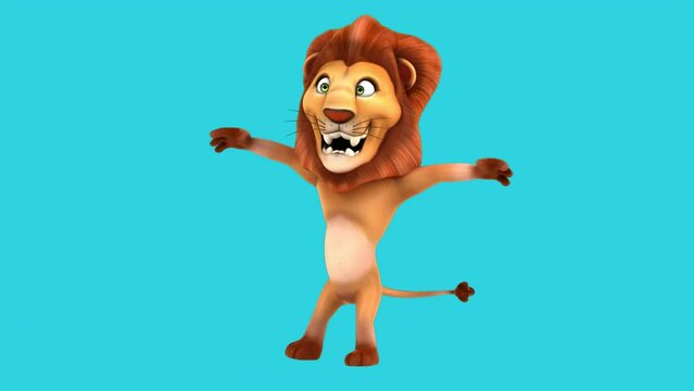 Fun 3D cartoon lion dancing (with alpha channel)