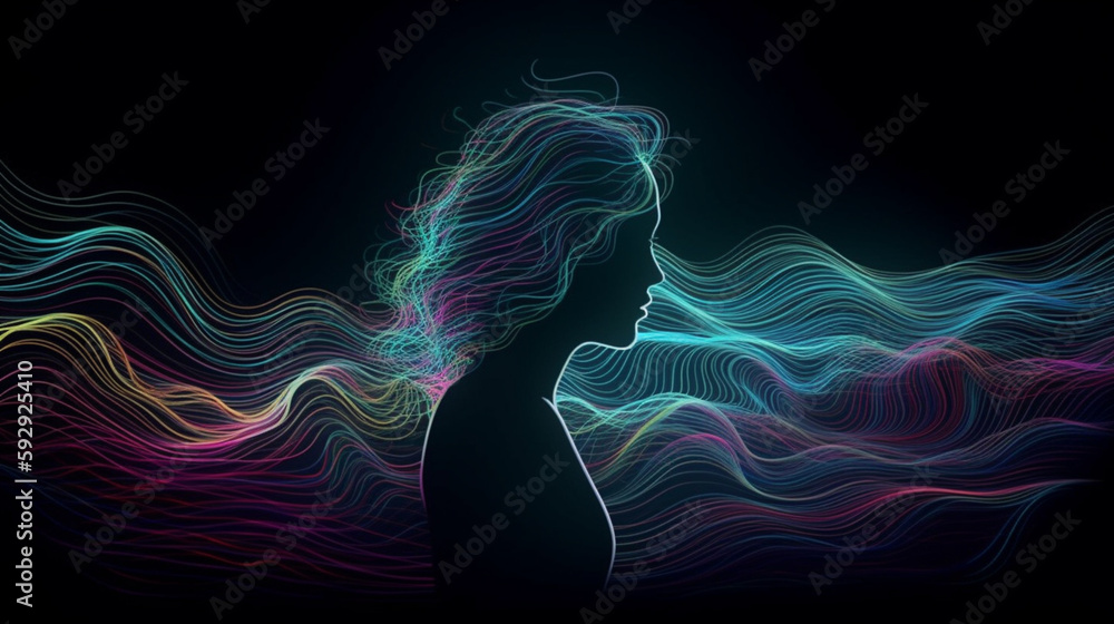 Wall mural Human mind in abstract space. Mental health concept Generative AI