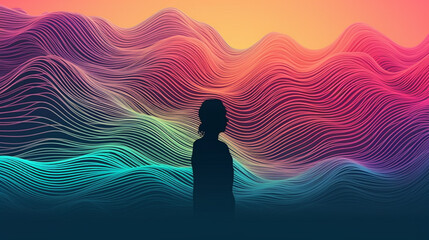 Psychic waves aura. peoples Surreal minimalism - obrazy, fototapety, plakaty