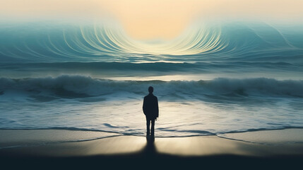 Psychic waves aura. peoples Surreal minimalism - obrazy, fototapety, plakaty