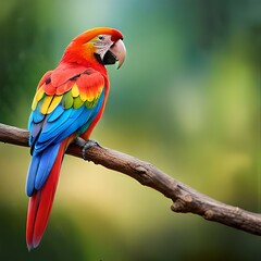 Naklejka na ściany i meble Pair of colorful parrots perched - KI generiert 