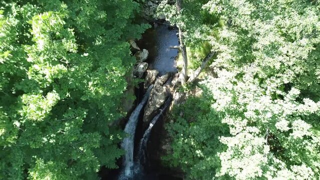 Aerial view of the San Fele Waterfall in Basilicata, Southern Italy