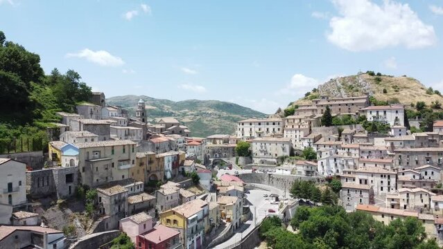 Beautiful shot of the buildings under a bright sky in San Fele, Basilicata, Southern Italy