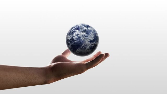 earth in hand. green planet on hand. save of earth. environment concept for background web or world, pollution, global warming