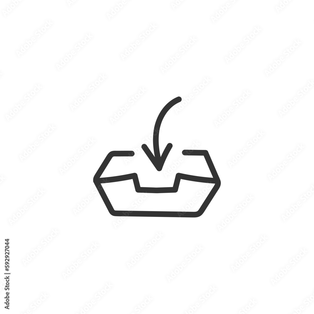 Poster hand drawn inbox vector icon. download inbox flat sign design. inbox symbol pictogram. ux ui icon. l