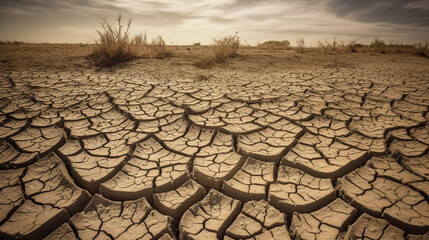 drought anxiety, Dry cracked earth in the desert. Global warming and climate change concept. - obrazy, fototapety, plakaty