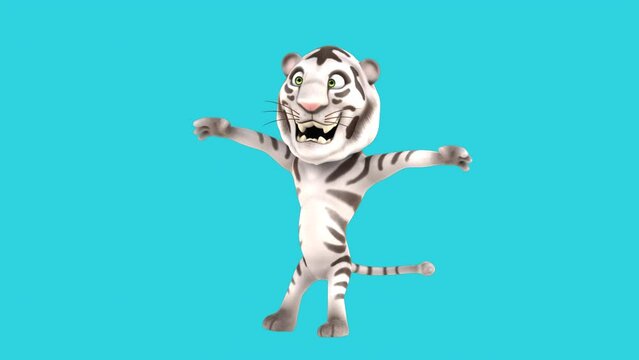 Fun 3D cartoon tiger dancing (with alpha channel)