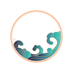 Vector of a vintage circle with waves - perfect for background