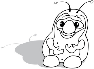 Drawing of a Funny Fat Beetle with a Big Smile