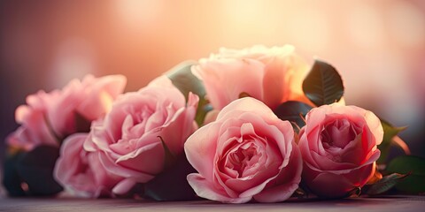 Bunch of roses on bokeh background with copy space for special celebration like valentine's day, women's day and mother's day etc.