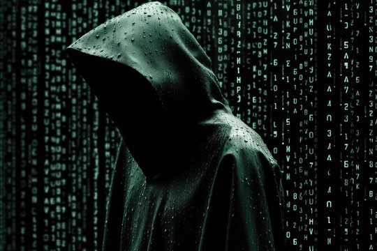 Matrix raining code, digits, anonymus