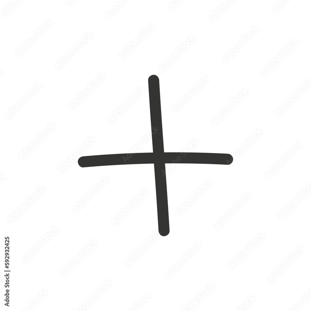 Poster hand drawn plus vector icon. plus flat sign design. plus symbol pictogram. ux ui icon. linear icon