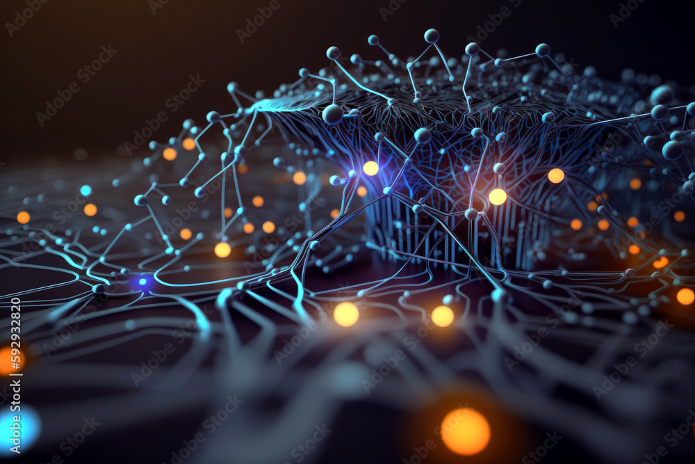 Poster futuristic digital wire connection encoder. generative ai