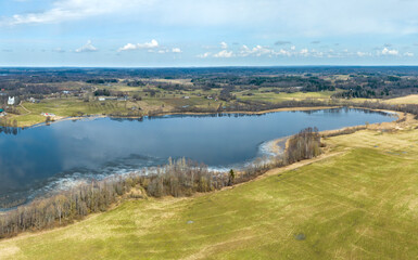 Spring landscapes in Latvia, in the countryside of Latgalenear Auleja lake.