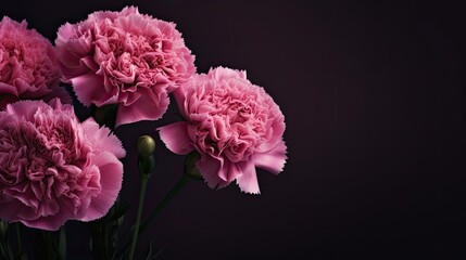 Naklejka premium Carnation flower on Dark Background with Copy Space for Text 