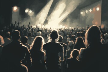 Crowd in front of a concert stage at a music festival